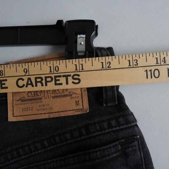 VTG Levi 10912 Orange Tab Slim Fit Tapered Leg Black Denim Jeans Womens S Size 5 - Picture 6 of 10